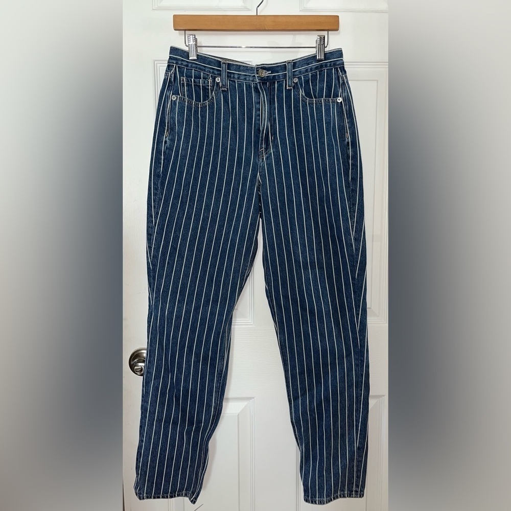 Vintage American Eagle Blue Stripped Denim Jeans Size 8